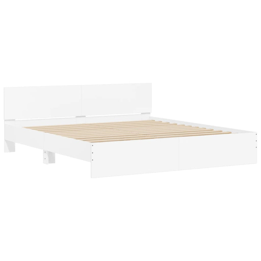 Bedframe met hoofdeinde wit 180x200 cm