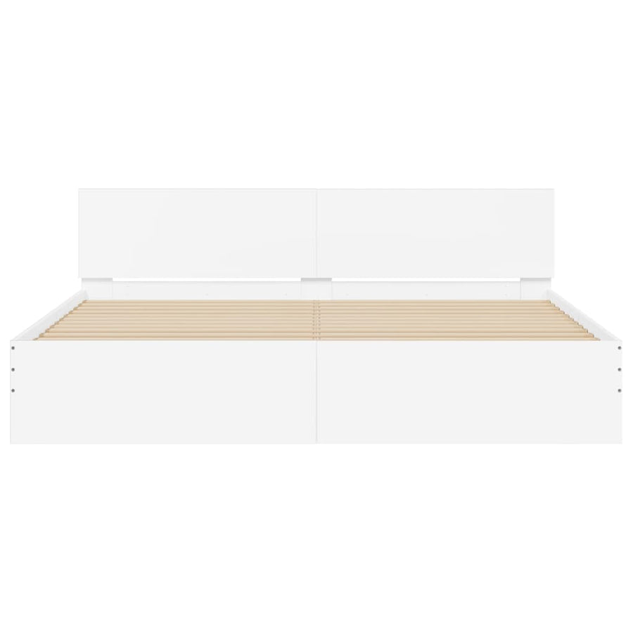 Bedframe met hoofdeinde wit 180x200 cm