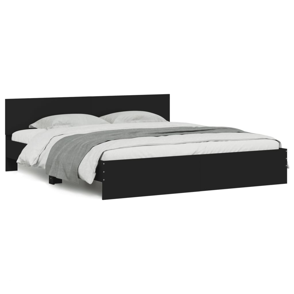 Bedframe met hoofdeinde zwart 180x200 cm