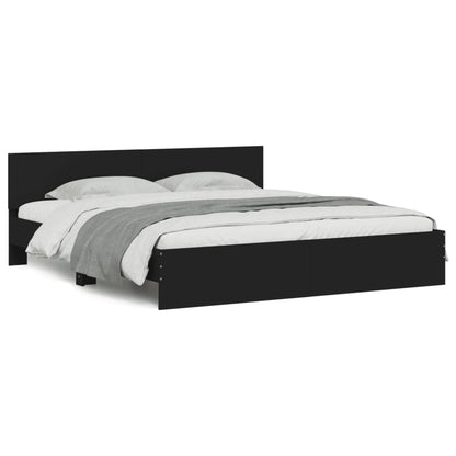 Bedframe met hoofdeinde zwart 180x200 cm