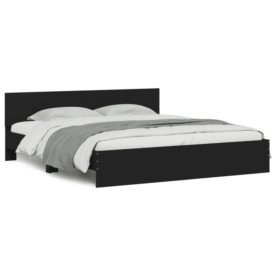 Bedframe met hoofdeinde zwart 180x200 cm