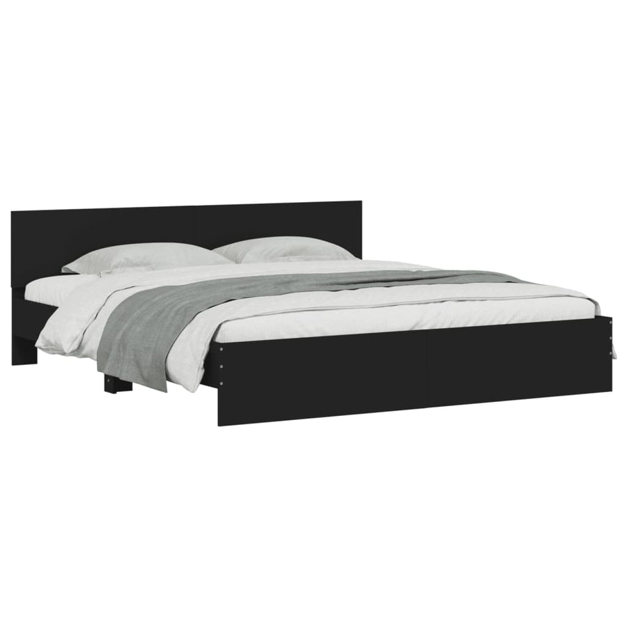 Bedframe met hoofdeinde zwart 180x200 cm