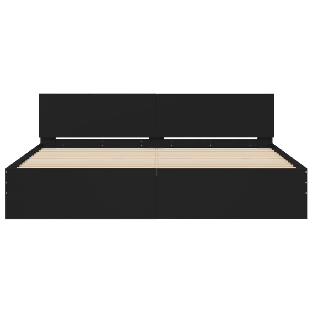 Bedframe met hoofdeinde zwart 180x200 cm