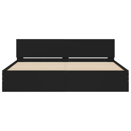 Bedframe met hoofdeinde zwart 180x200 cm