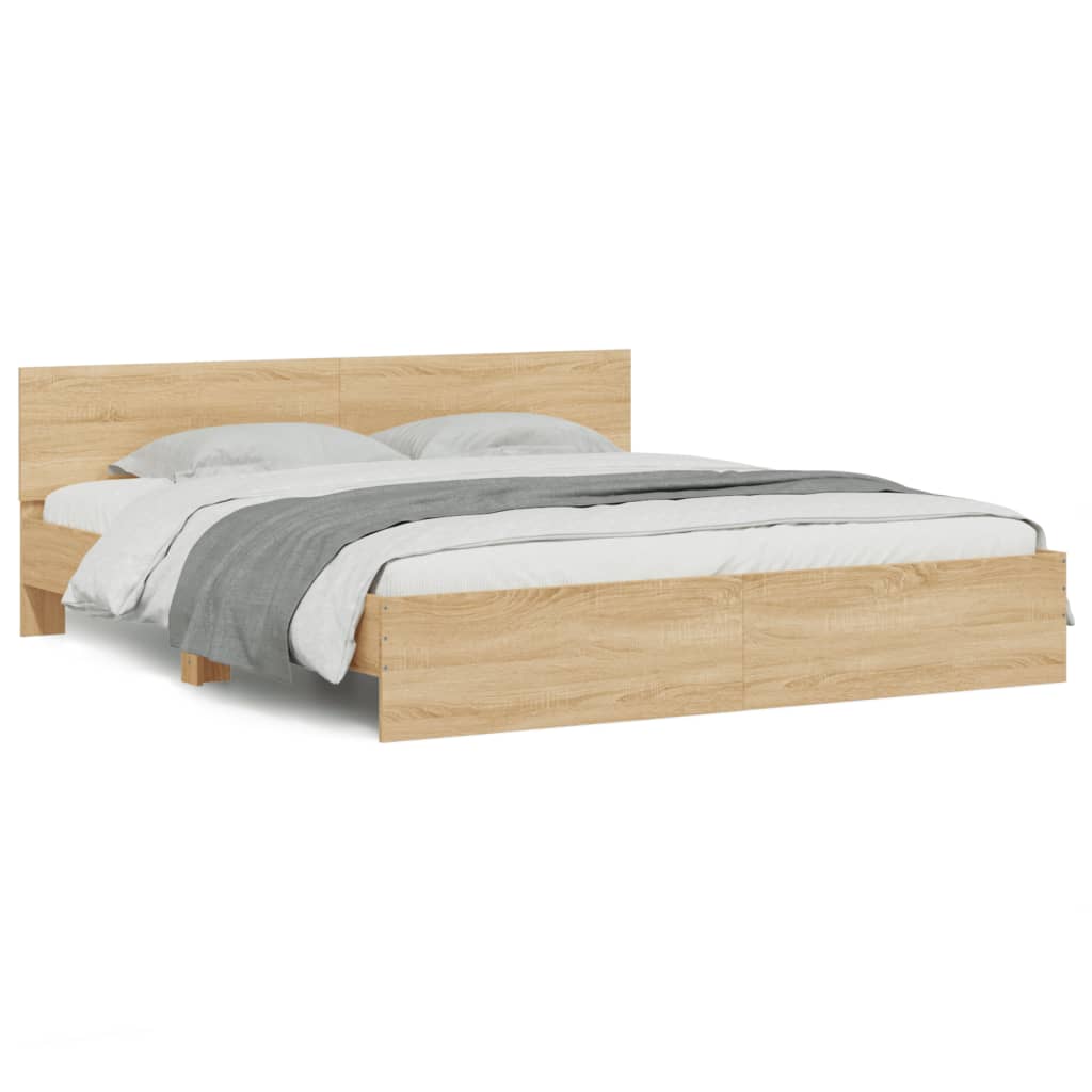 Bedframe met hoofdeinde sonoma eikenkleur 180x200 cm