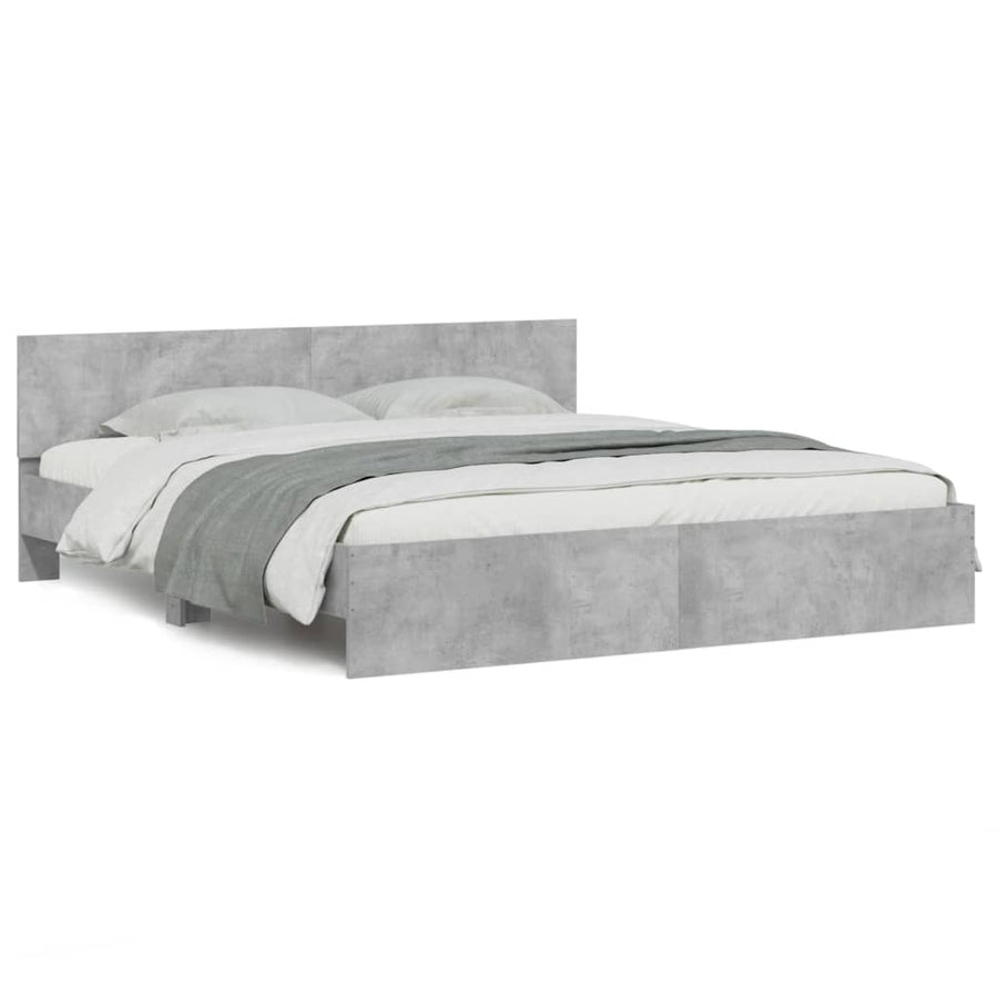 Bedframe met hoofdeinde betongrijs 180x200 cm