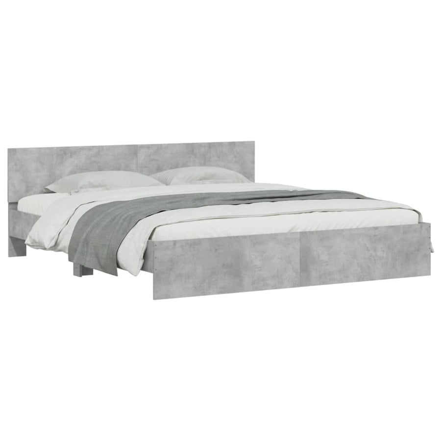 Bedframe met hoofdeinde betongrijs 180x200 cm