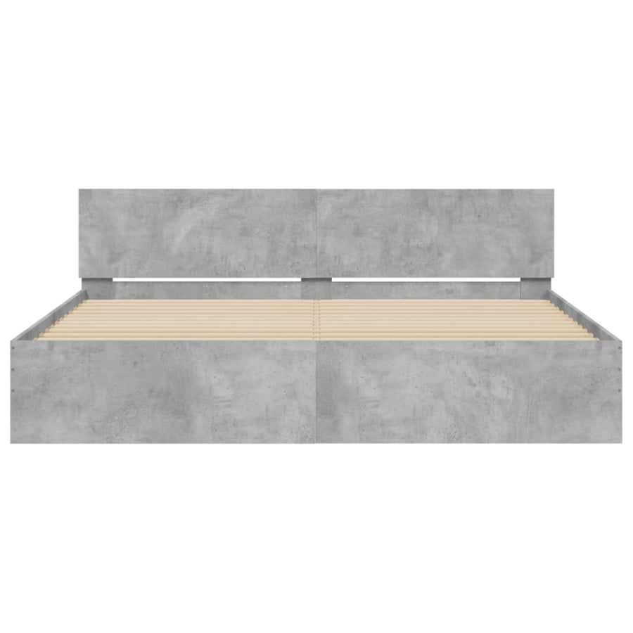 Bedframe met hoofdeinde betongrijs 180x200 cm