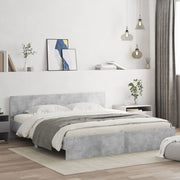 Bedframe 180x200 cm betongrijs met hoofdeinde