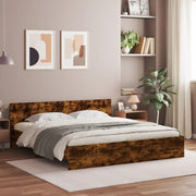 Bedframe 180x200 cm gerookt eiken met hoofdeinde