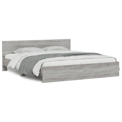 Bedframe met hoofdeinde grijs sonoma eikenkleurig 180x200 cm