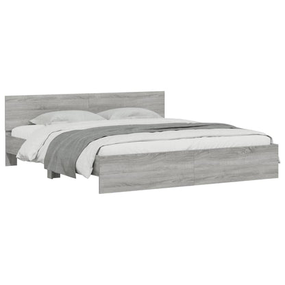 Bedframe met hoofdeinde grijs sonoma eikenkleurig 180x200 cm