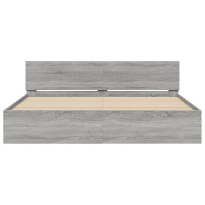 Bedframe met hoofdeinde grijs sonoma eikenkleurig 180x200 cm