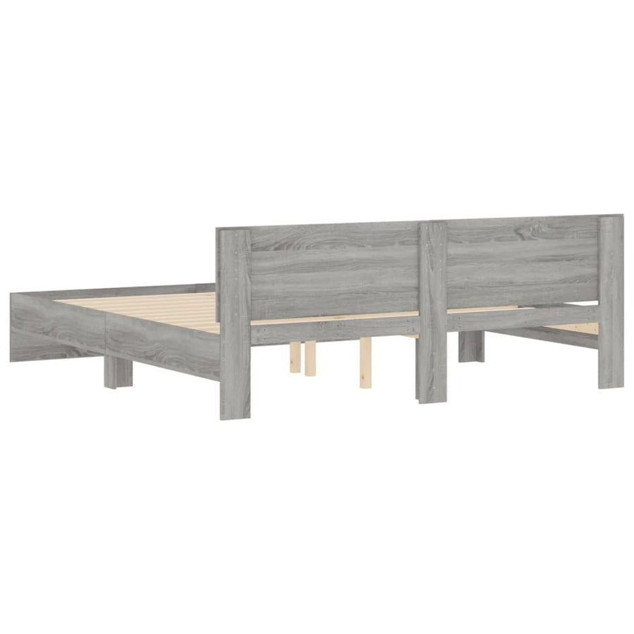 Bedframe met hoofdeinde grijs sonoma eikenkleurig 180x200 cm