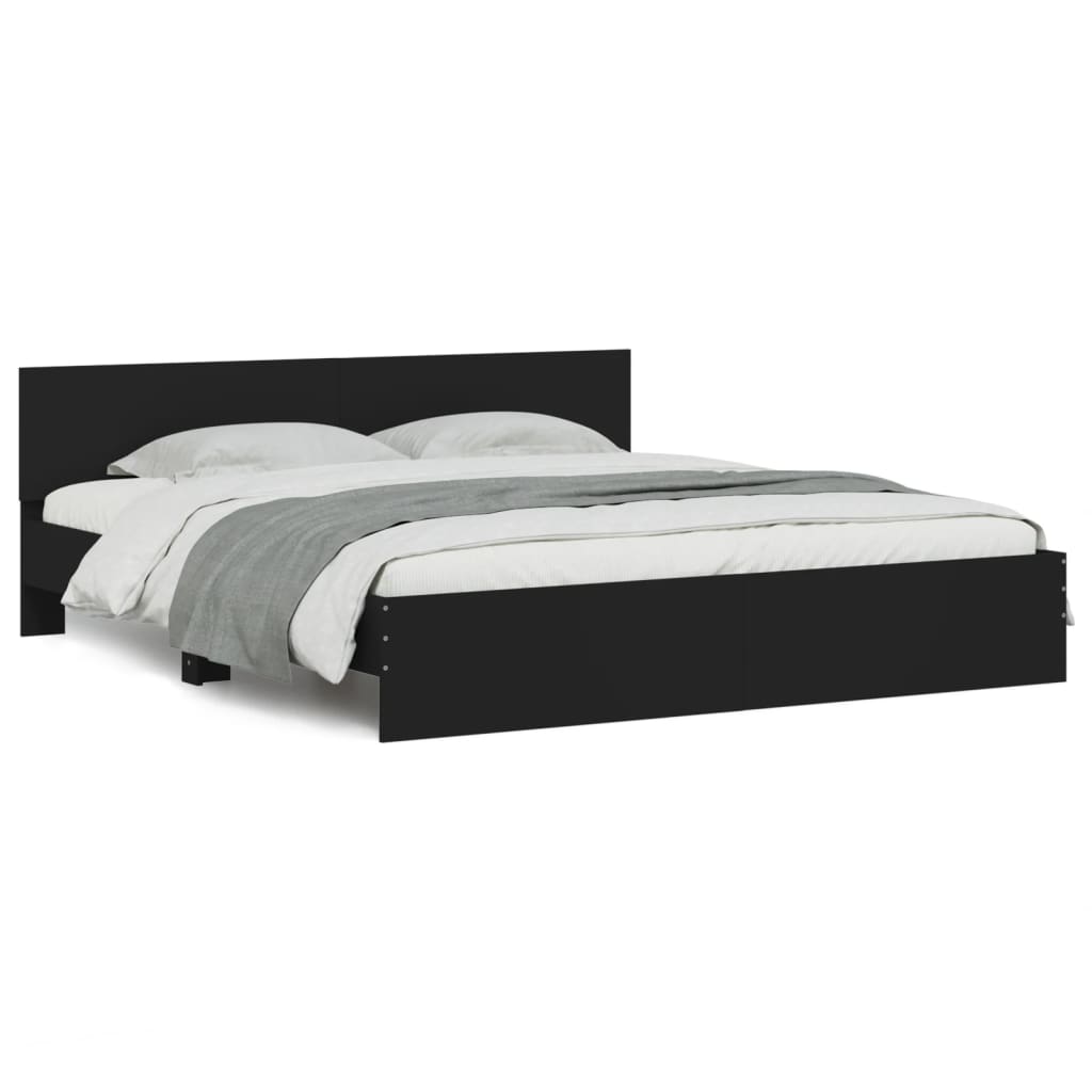 Bedframe met hoofdeinde zwart 160x200 cm