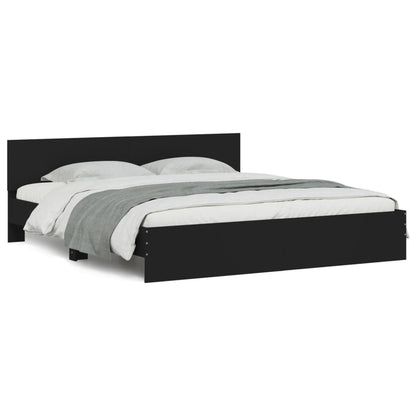 Bedframe met hoofdeinde zwart 160x200 cm