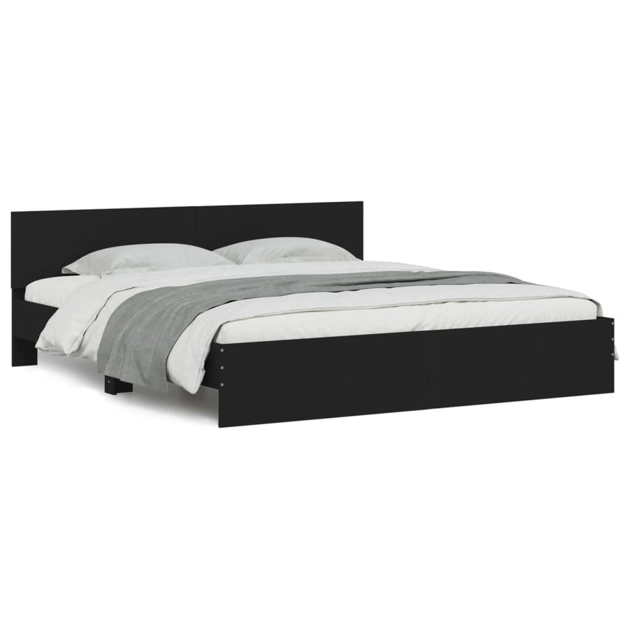 Bedframe met hoofdeinde zwart 160x200 cm