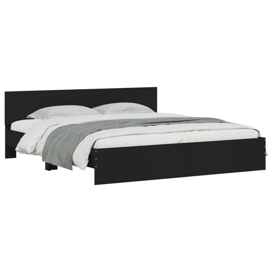 Bedframe met hoofdeinde zwart 160x200 cm