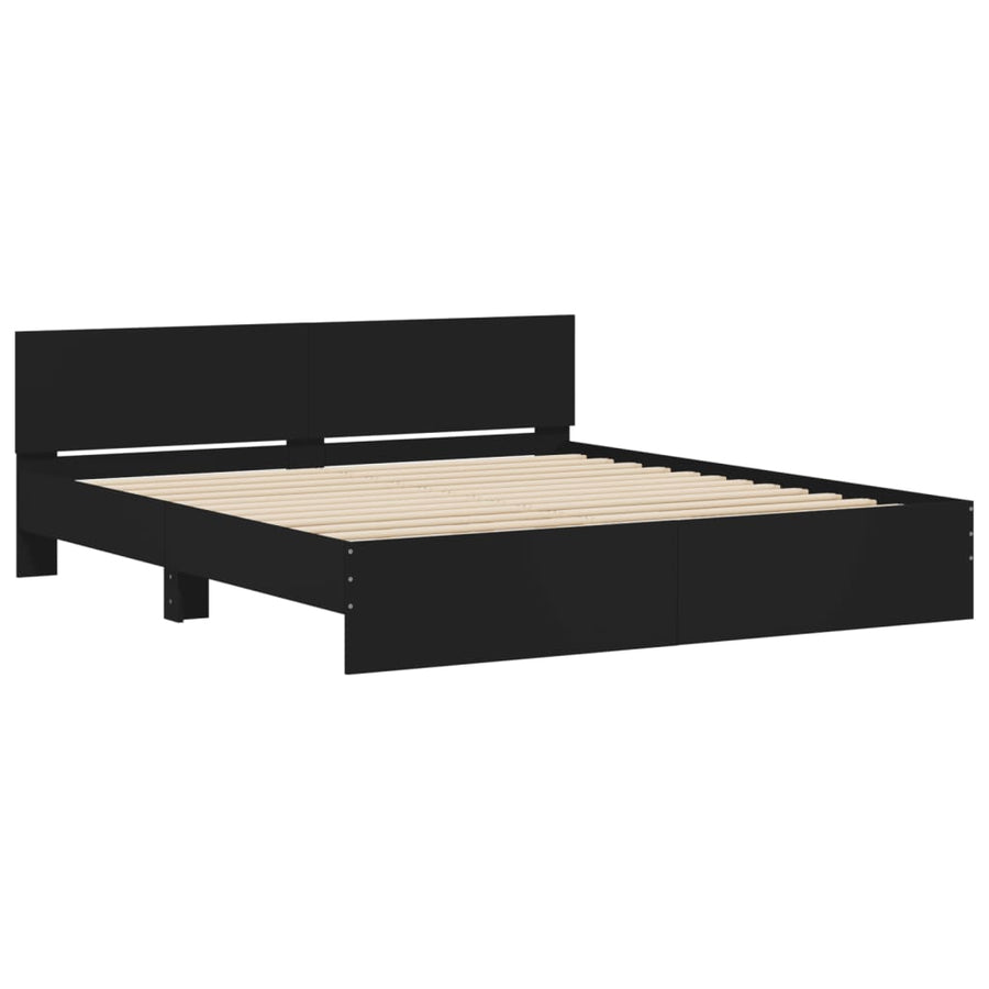 Bedframe met hoofdeinde zwart 160x200 cm