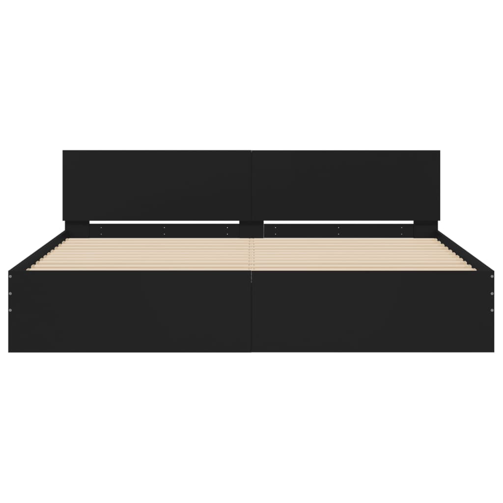 Bedframe met hoofdeinde zwart 160x200 cm