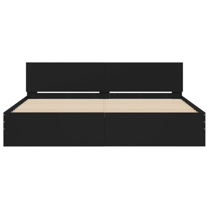 Bedframe met hoofdeinde zwart 160x200 cm