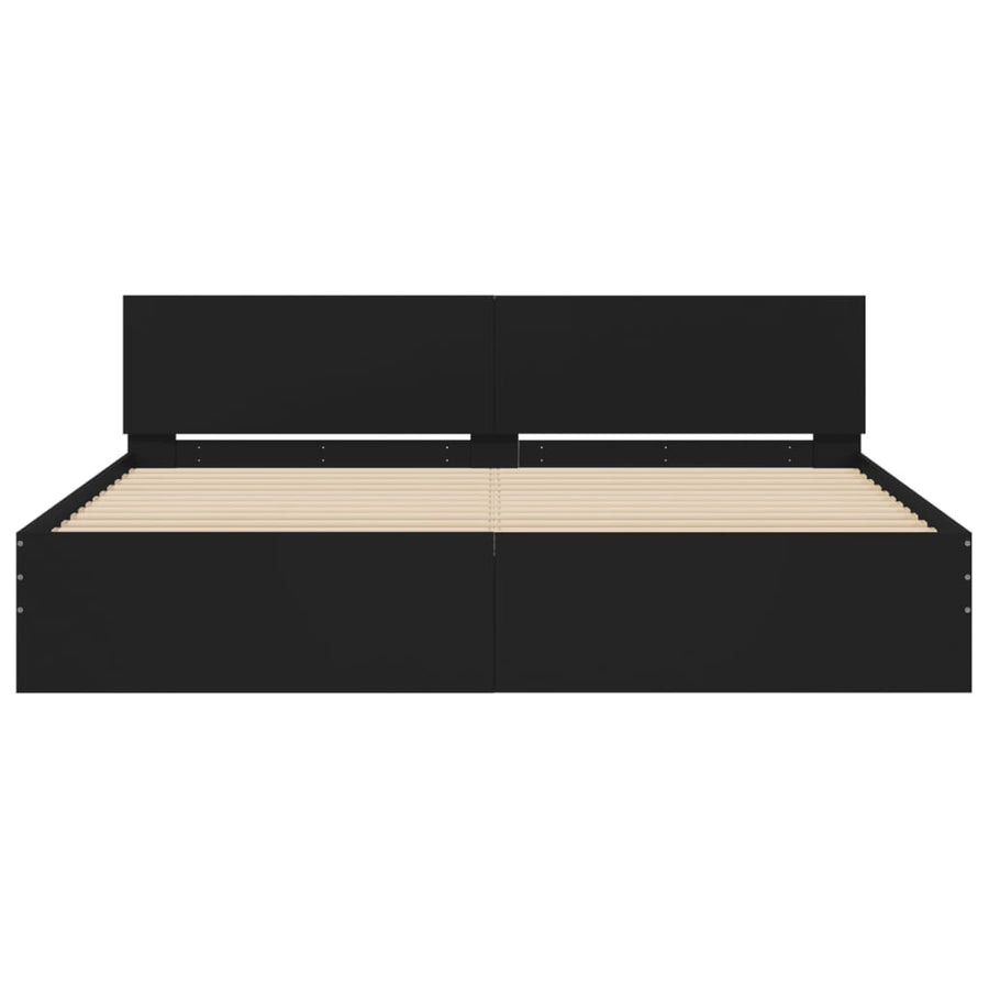 Bedframe met hoofdeinde zwart 160x200 cm
