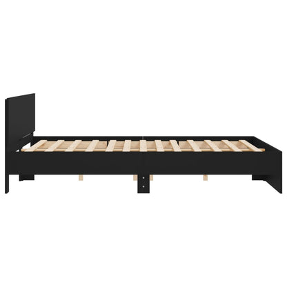Bedframe met hoofdeinde zwart 160x200 cm