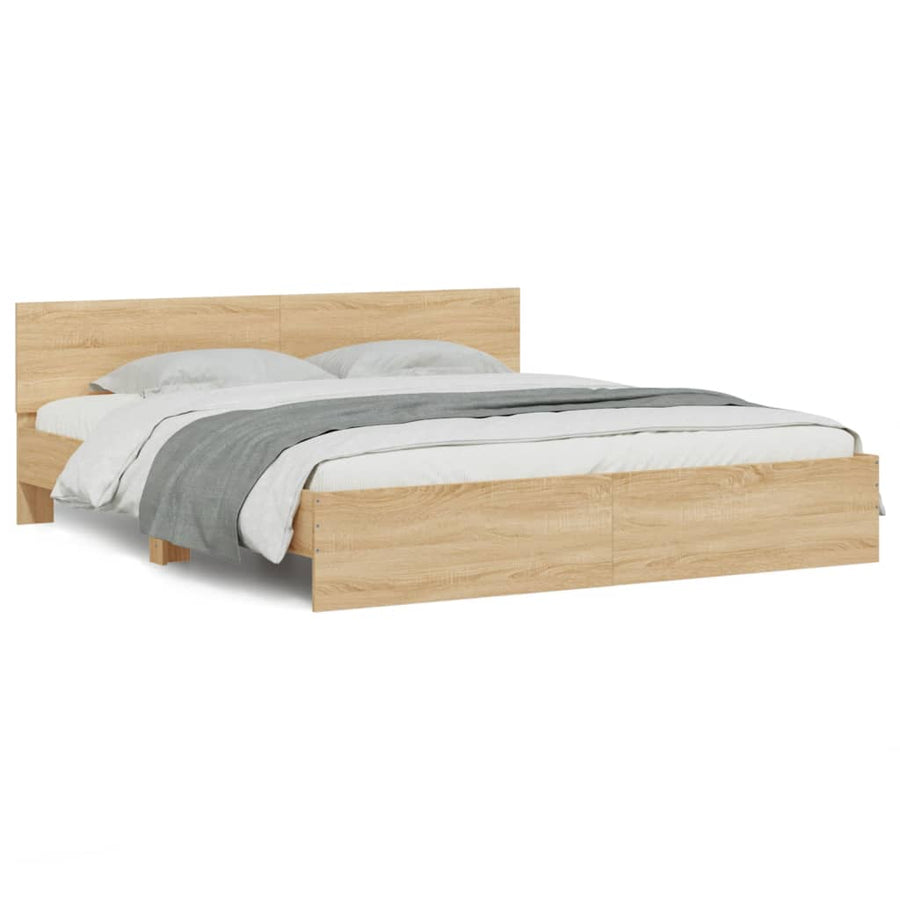 Bedframe met hoofdeinde sonoma eikenkleurig 160x200 cm