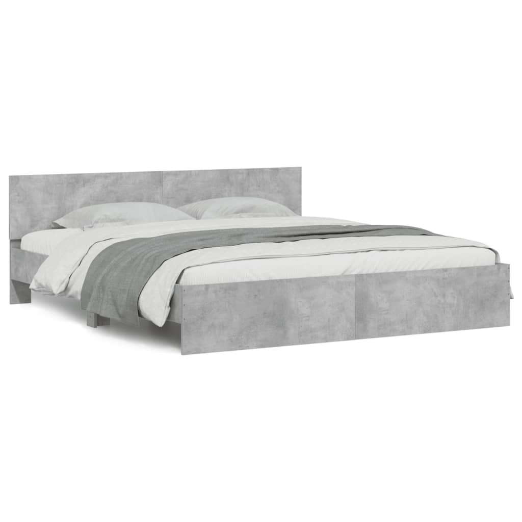 Bedframe met hoofdeinde betongrijs 160x200 cm