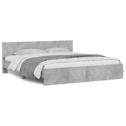 Bedframe met hoofdeinde betongrijs 160x200 cm