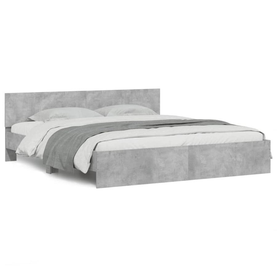 Bedframe met hoofdeinde betongrijs 160x200 cm