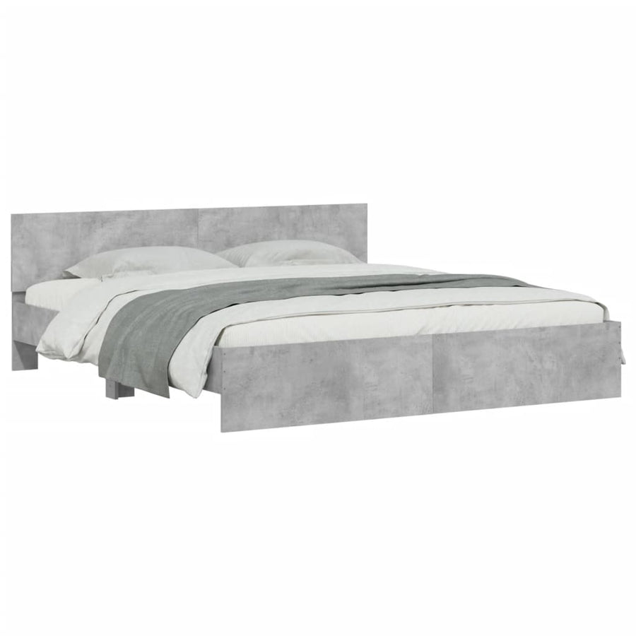 Bedframe met hoofdeinde betongrijs 160x200 cm