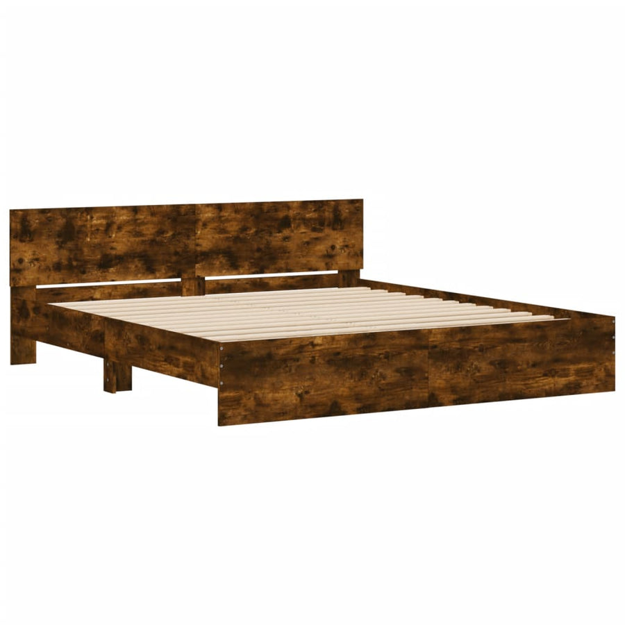 Bedframe met hoofdeinde gerookt eikenkleurig 160x200 cm