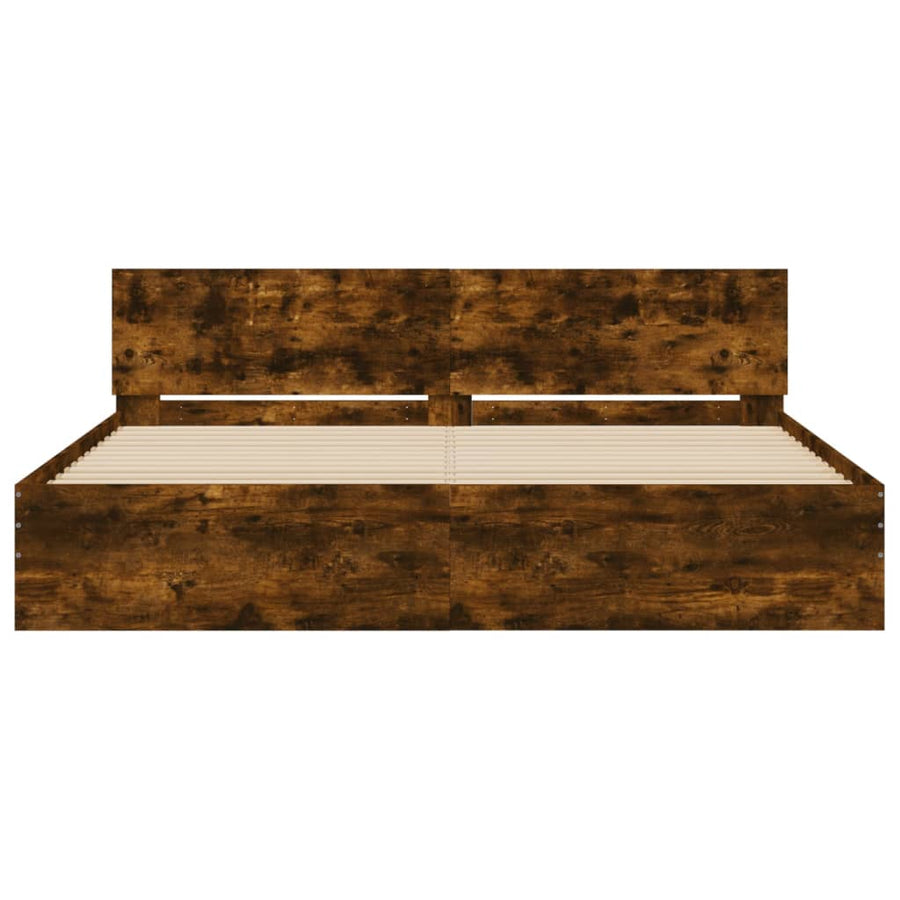 Bedframe met hoofdeinde gerookt eikenkleurig 160x200 cm