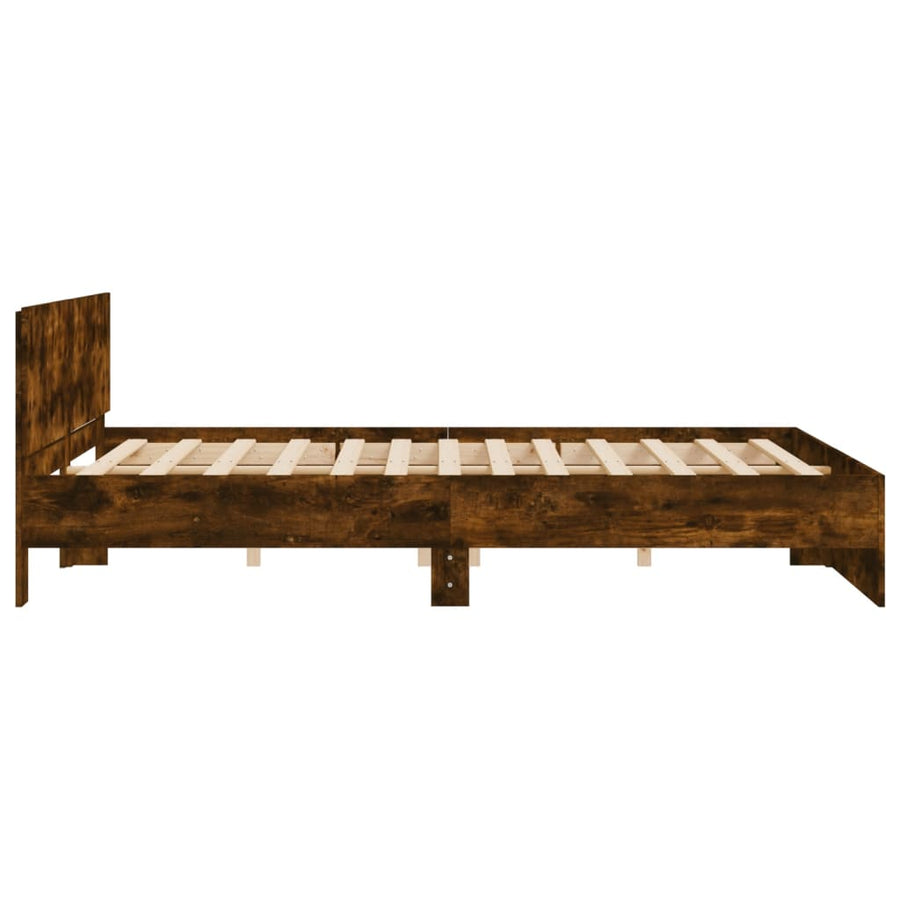 Bedframe met hoofdeinde gerookt eikenkleurig 160x200 cm
