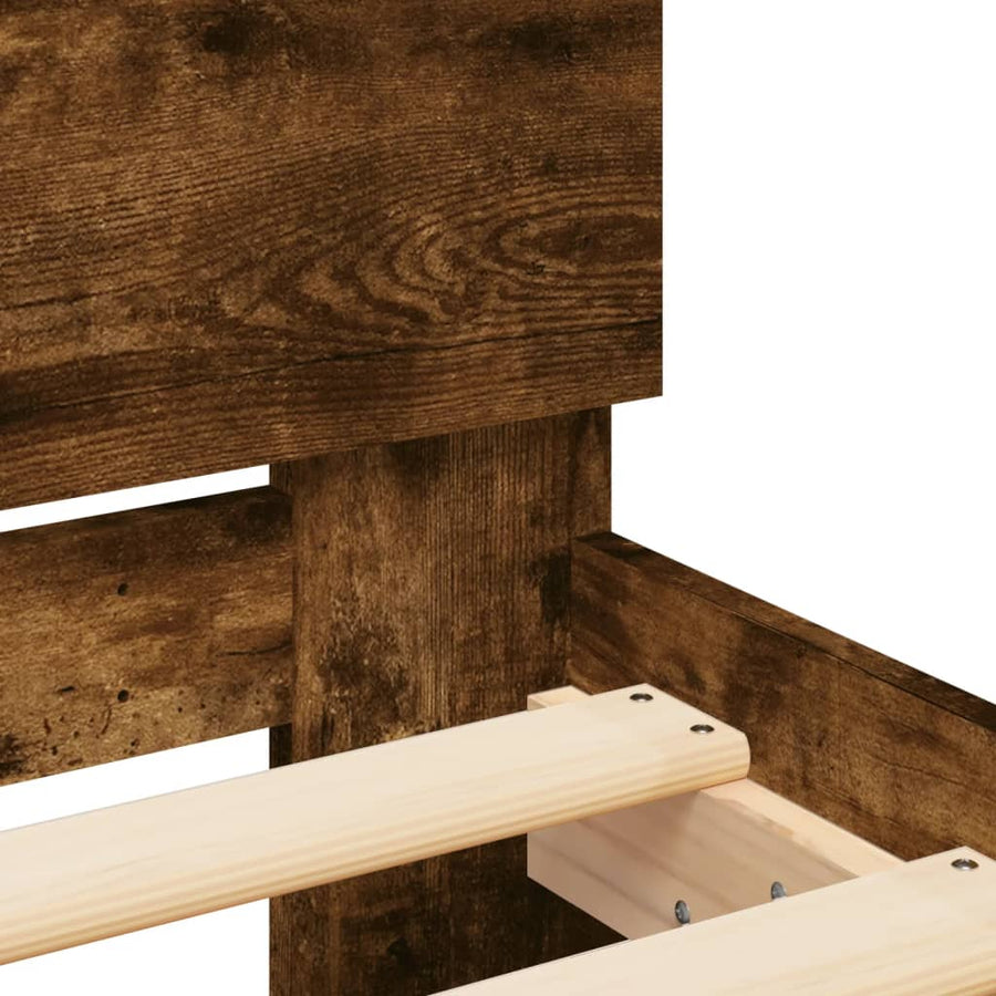 Bedframe met hoofdeinde gerookt eikenkleurig 160x200 cm