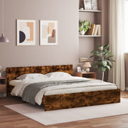 Bedframe 160x200 cm gerookt eiken met hoofdeinde
