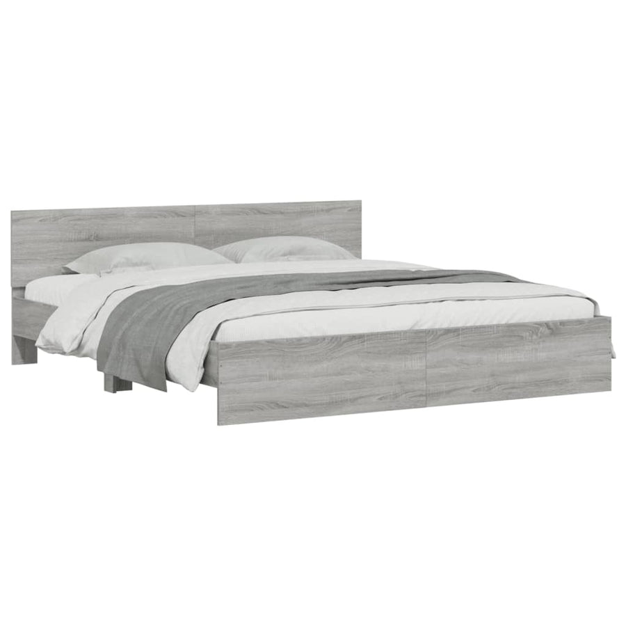 Bedframe met hoofdeinde grijs sonoma eikenkleurig 160x200 cm