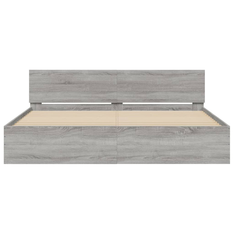 Bedframe met hoofdeinde grijs sonoma eikenkleurig 160x200 cm