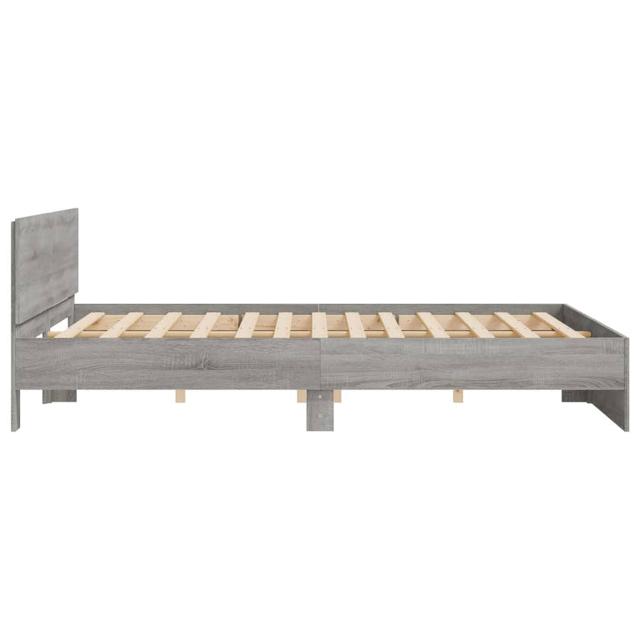 Bedframe met hoofdeinde grijs sonoma eikenkleurig 160x200 cm