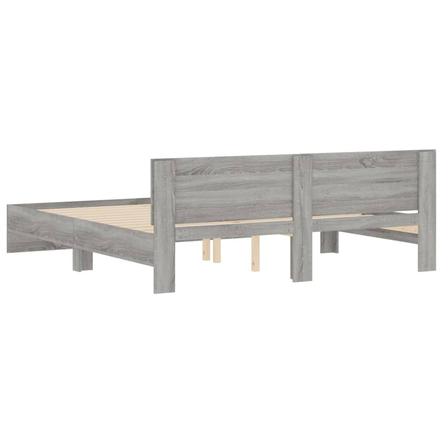 Bedframe met hoofdeinde grijs sonoma eikenkleurig 160x200 cm
