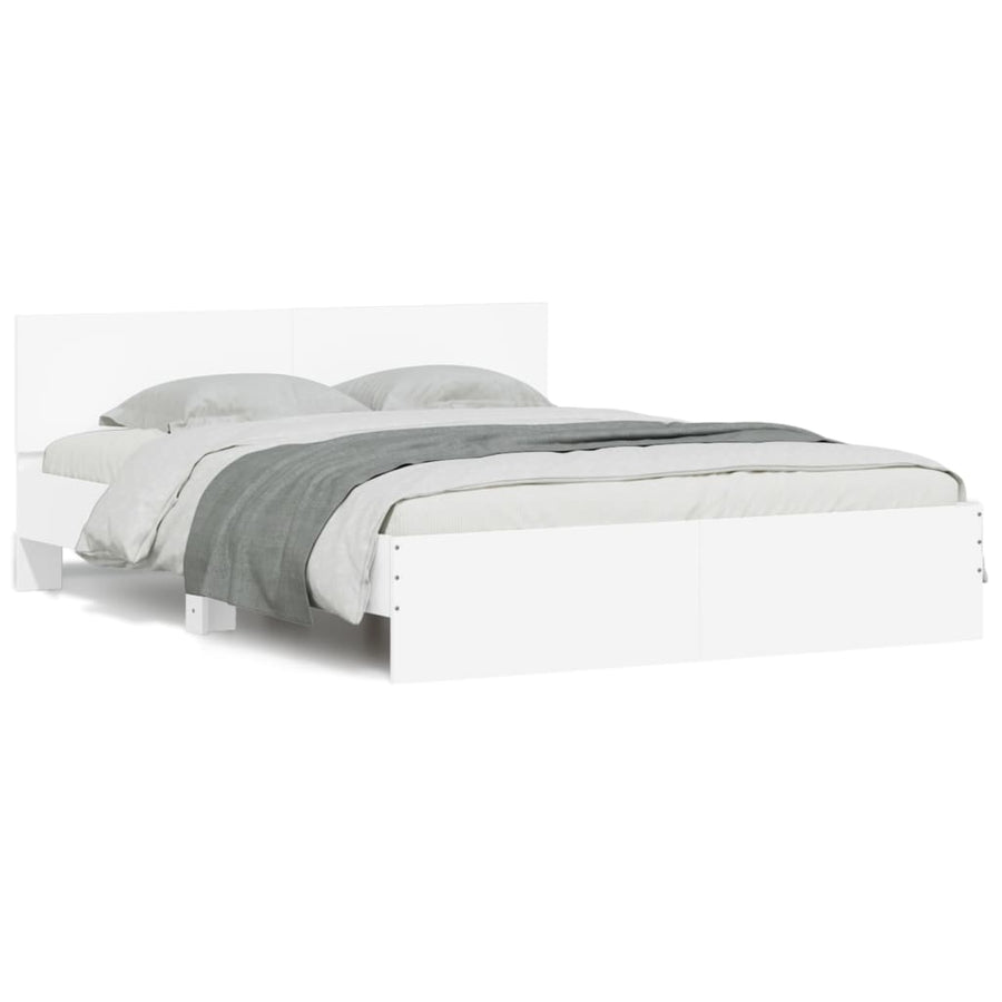 Bedframe met hoofdeinde wit 150x200 cm