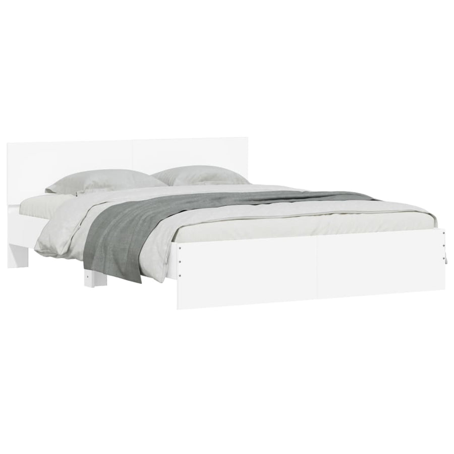 Bedframe met hoofdeinde wit 150x200 cm