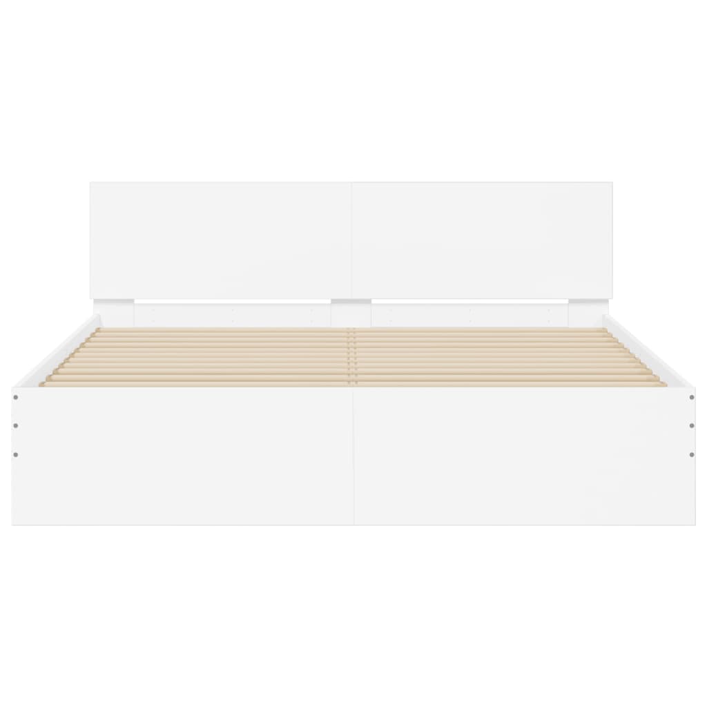 Bedframe met hoofdeinde wit 150x200 cm