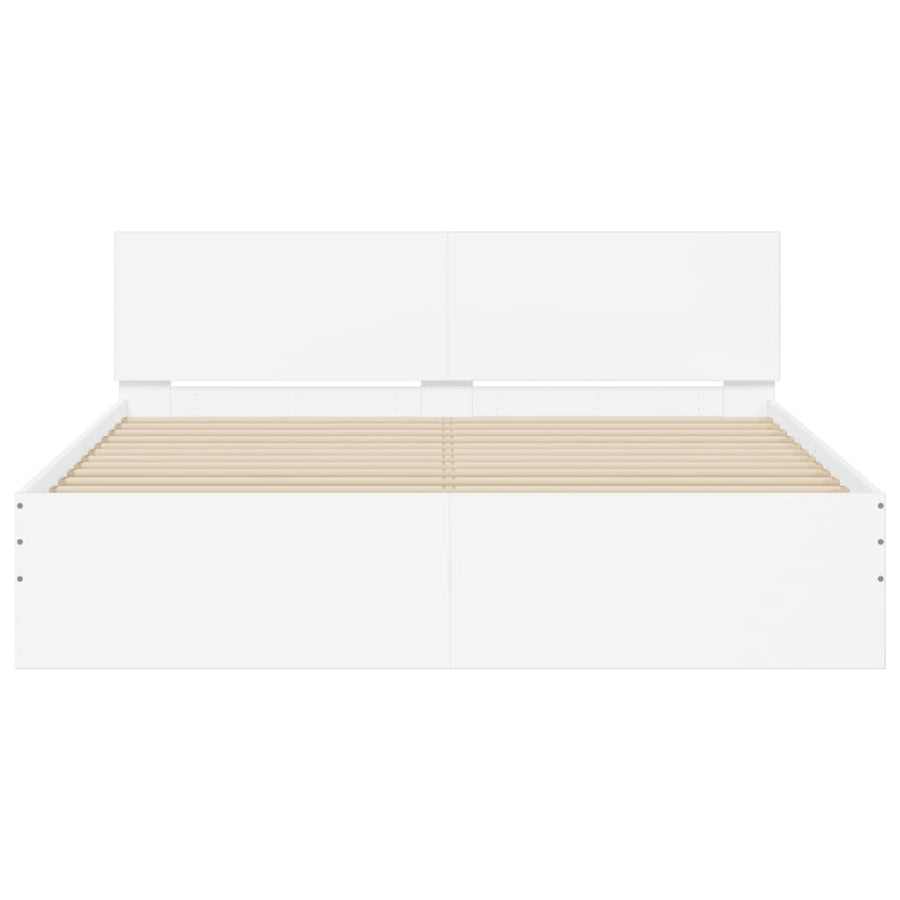 Bedframe met hoofdeinde wit 150x200 cm