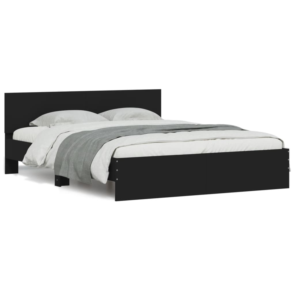Bedframe met hoofdeinde zwart 150x200 cm