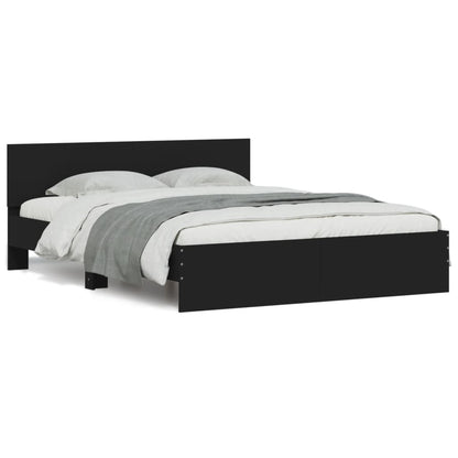 Bedframe met hoofdeinde zwart 150x200 cm