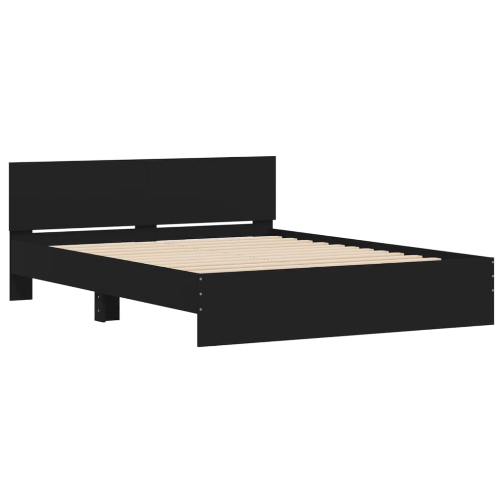 Bedframe met hoofdeinde zwart 150x200 cm