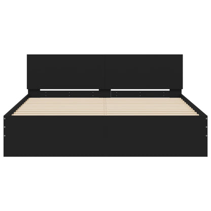 Bedframe met hoofdeinde zwart 150x200 cm