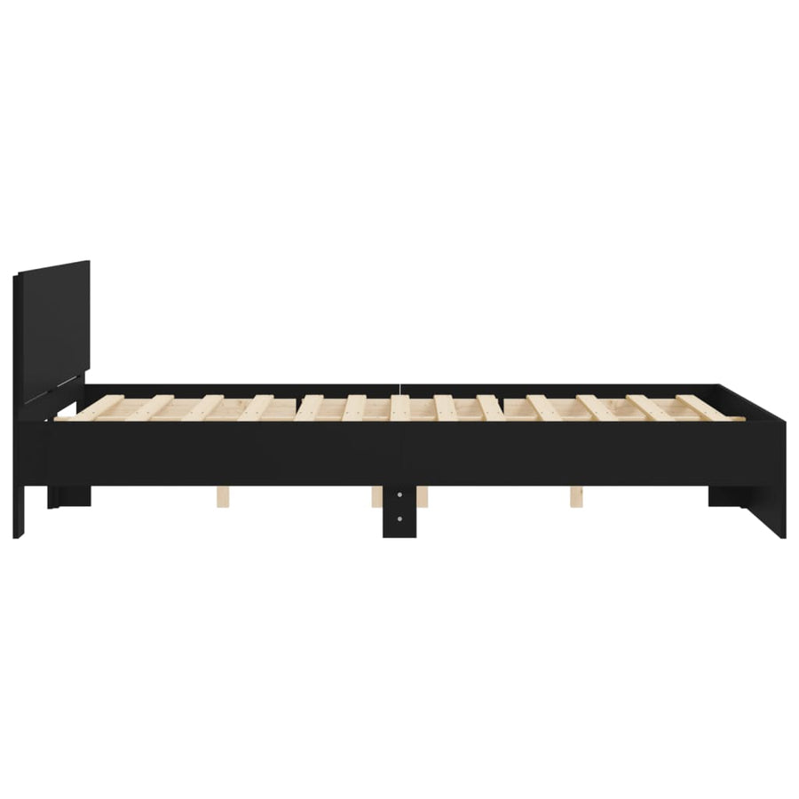 Bedframe met hoofdeinde zwart 150x200 cm